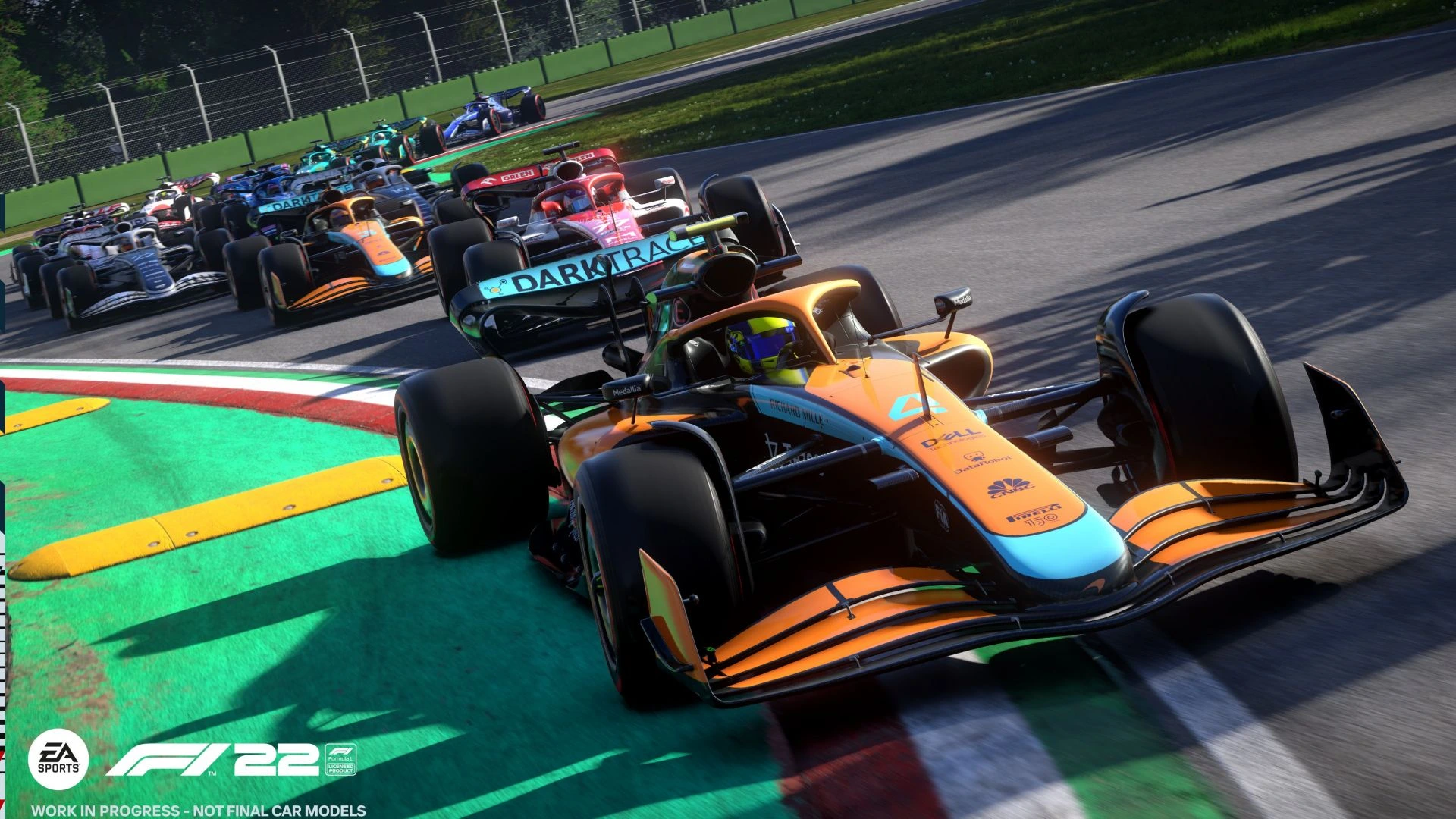 verschillende formule 1 autos op het circuit van Monza